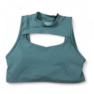 Peloton Teal Ribbed Cutout Sports Bra Crop Top Size Small